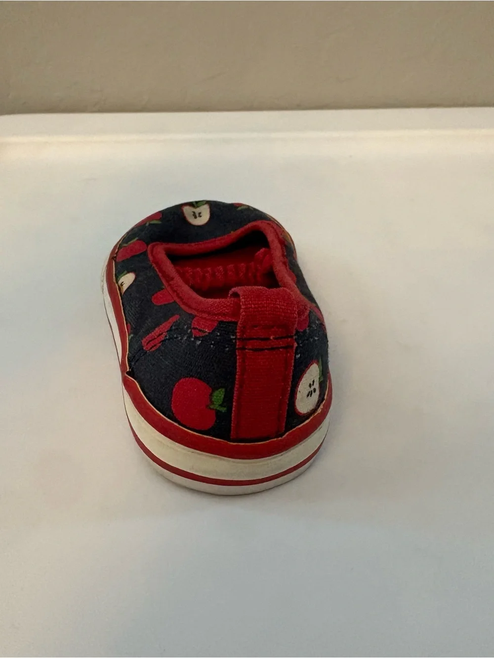 Gymboree prep school navy blue red apple print mary jane style shoes size 4